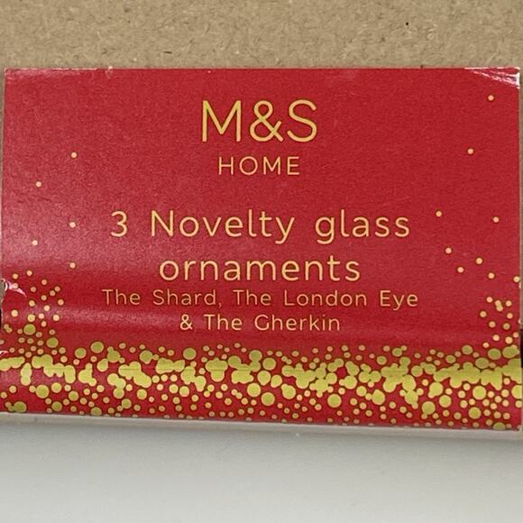 M&S London Christmas Glass Ornaments Set Of 3 The Shard Gherkin London Eye - New - Picture 5 of 7